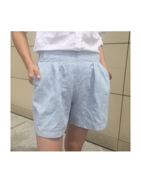 Shorts Summer Womens Solid Color Breathable COTTON&LINEN Shorts Elastic Waist Wide Leg Short Culotte Casual Loose Shorts Wome...