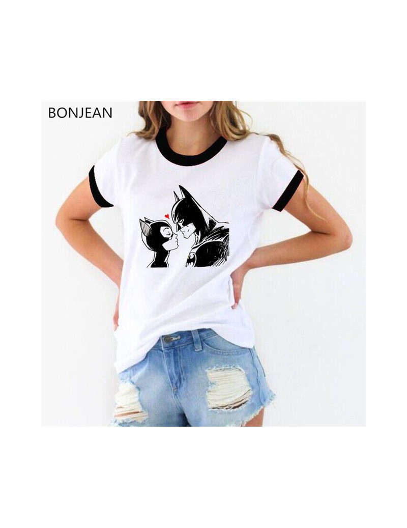 T-Shirts 2019 Summer Tops Cartoon Batman and Catwoman T Shirt Women harajuku kawaii t-shirt Female white funny t-shirt femme ...