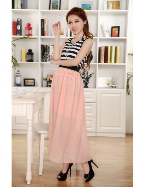 Skirts New Brand Designer Hot Sale Candy Colors High Quality Sexy Long Chiffon Skirt Pink Blue Black Red White Green C003 - r...