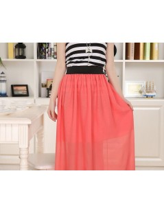 Skirts New Brand Designer Hot Sale Candy Colors High Quality Sexy Long Chiffon Skirt Pink Blue Black Red White Green C003 - r...
