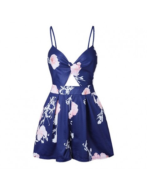 Rompers 2019 Summer Bohemian Rompers Womens Jumpsuit Shorts Sexy Deep V Tunic Playsuit Blue Overalls Women Bodysuit Body Femm...
