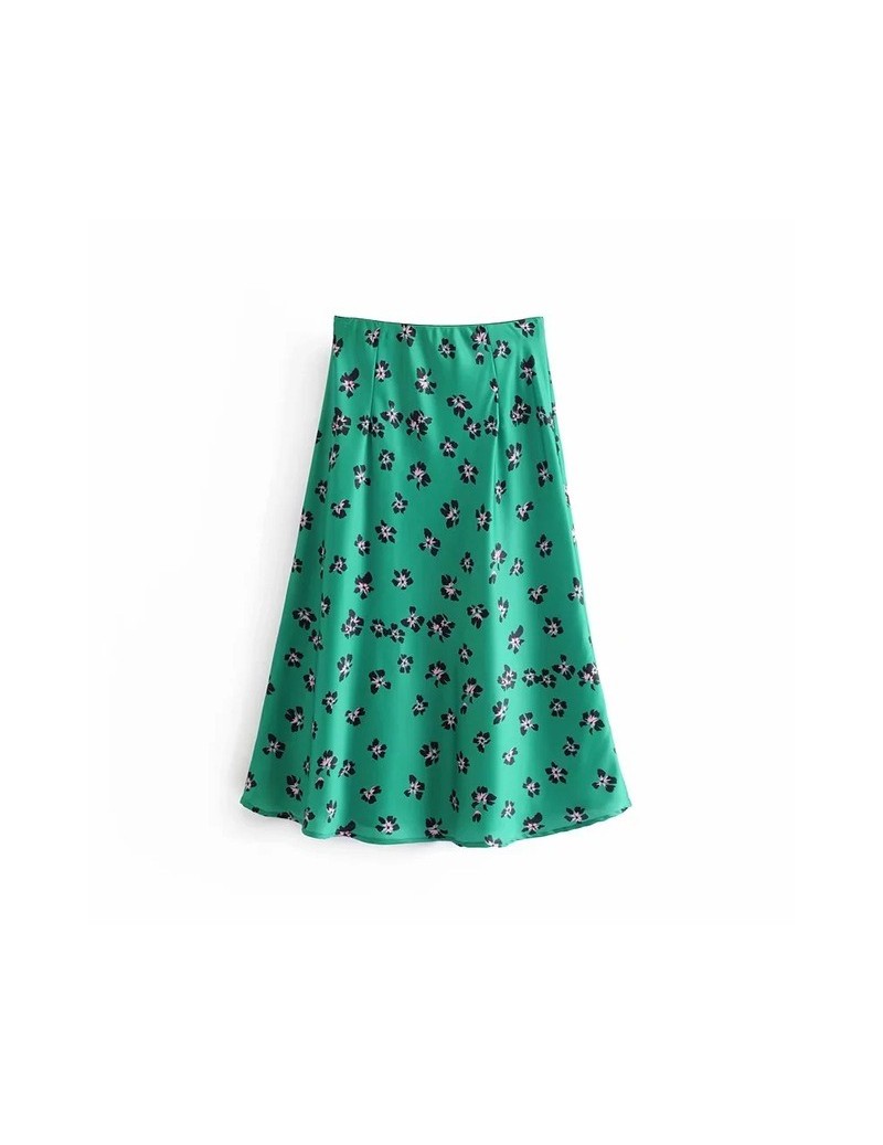 Skirts Boho 2019 Summer kawaii chic floral print green skirts womens high waist skirt female casual maxi skirt streetwear kor...