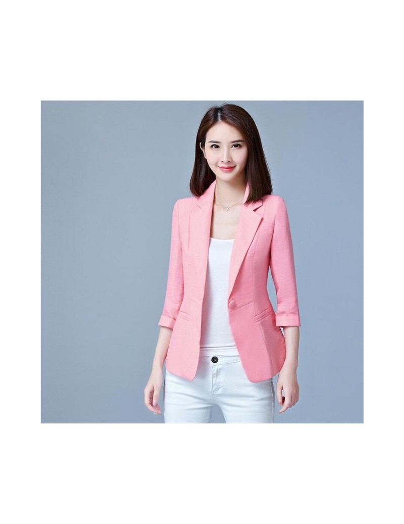 Blazers Plus Size 5XL Blazer Women Spring Small Suit Jacket Women Basic Coats Blazers Pink White Elegant Office Wear Blazer M...