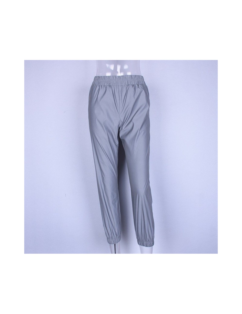 Reflective Pants Streetwear Pants Harem Casual Pants Hip Hop Elastic Waist Pants Reflective Ladies Fashion Beam Foot Harem 2...