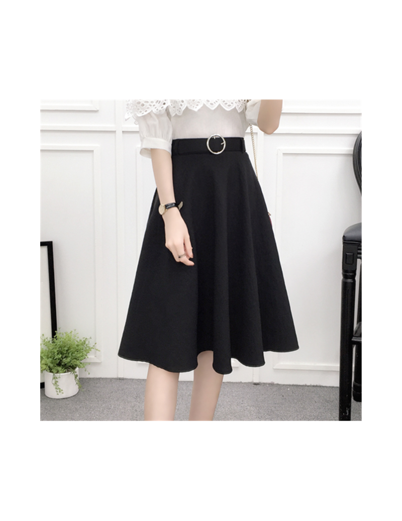 Skirts Skirts Womens Office Lady Pleated Skirt with Belt Elegant Women Midi Skirt Faldas Mujer Moda Korean Women High Waist P...