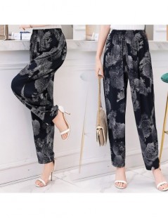 Pants & Capris 2019 New Summer Pants Women Vintage Elastic Waist Print Floral Elegant Trousers Female Casual Wide Leg Pants P...