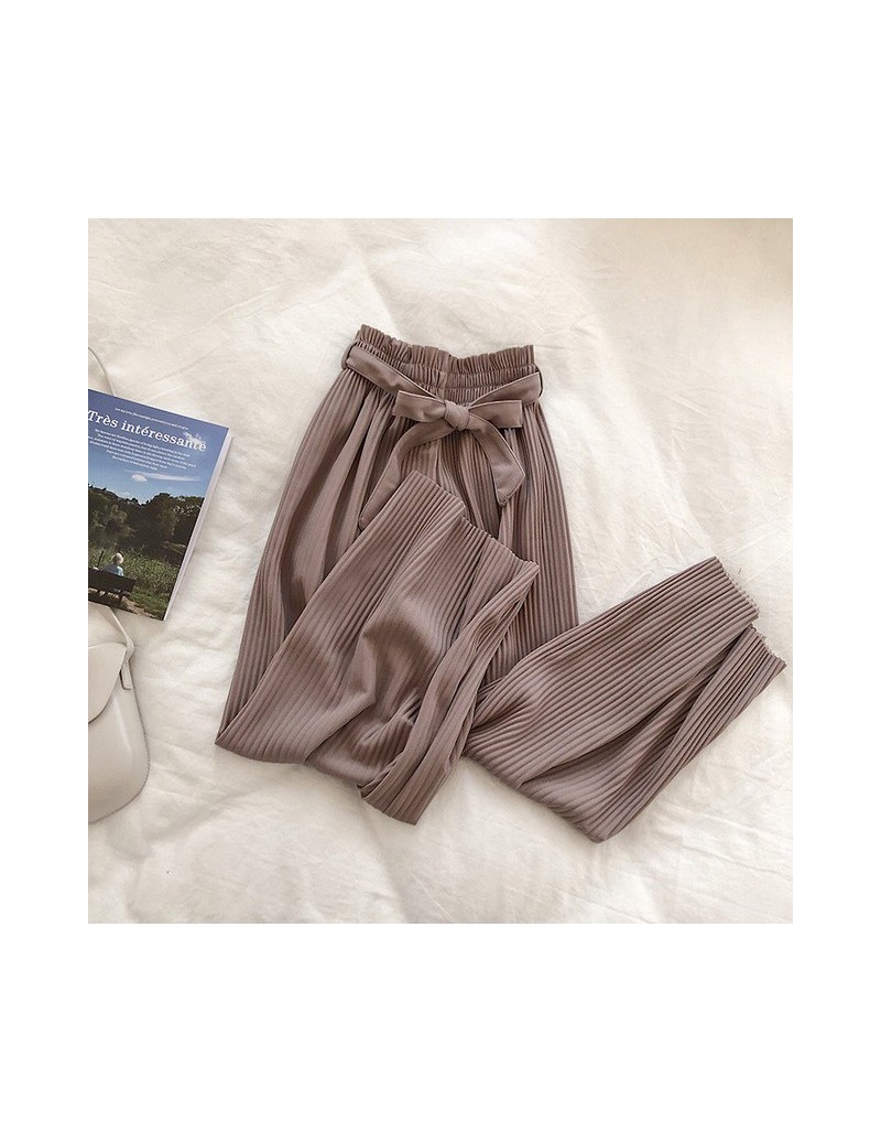 Pants & Capris Korean Women Wide Leg Pants Loose High Waist Solid Pants New 2019 Casual Vertical Soft Pleated Pant Trousers F...