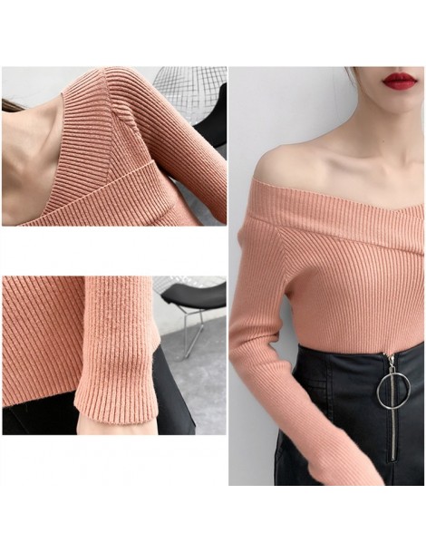 Pullovers Women Pullovers Sweater 2019 Knitted Autumn Winter Fashion Bottoming Elegant Sexy Slash Neck Ladies Tops SW372 - Wh...