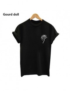 90 tshirt women harajuku ulzzang Punk Cartoon Letter Print top Tee Shirt Round neck Femme Casual tops tumblr - flower balck ...