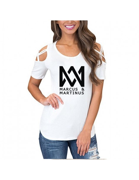 T-Shirts Marcus & Martinus Off Shoulder T-shirts Women Fashion Summer Short Sleeve Tshirts 2019 Hot Sale Casual Streetwear Cl...