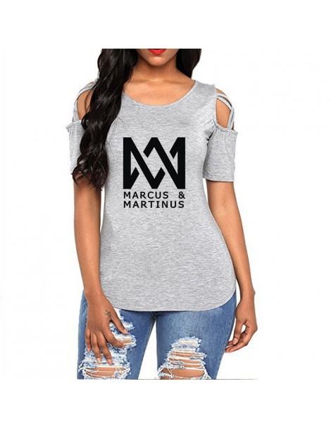 T-Shirts Marcus & Martinus Off Shoulder T-shirts Women Fashion Summer Short Sleeve Tshirts 2019 Hot Sale Casual Streetwear Cl...