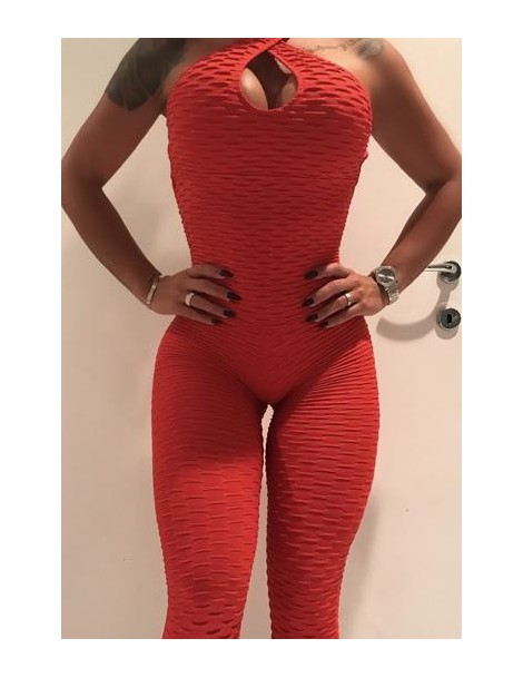 Jumpsuits Drop Shipping Red Booty Bodysuit Fitness Rompers Womens Jumpsuit Backless Halter Across Playsuit Sexy Bodysuit - YE...