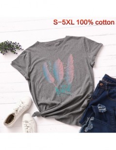 T-Shirts Women T Shirts 3XL 4XL 5XL Plus Size Cotton T-shirt Feathers Pattern Print Short Sleeve Tops Korean Tshirt Harajuku ...