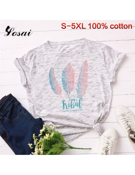T-Shirts Women T Shirts 3XL 4XL 5XL Plus Size Cotton T-shirt Feathers Pattern Print Short Sleeve Tops Korean Tshirt Harajuku ...