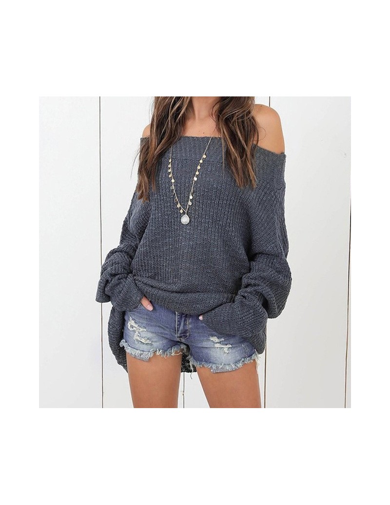 Sweaters fashion 2019 women plus size loose sweaters ladies off shoulder sweater women's sweater casual solid pullovers knit...