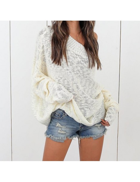 Pullovers Sweaters fashion 2019 women plus size loose sweaters ladies off shoulder sweater women's sweater casual solid pullo...
