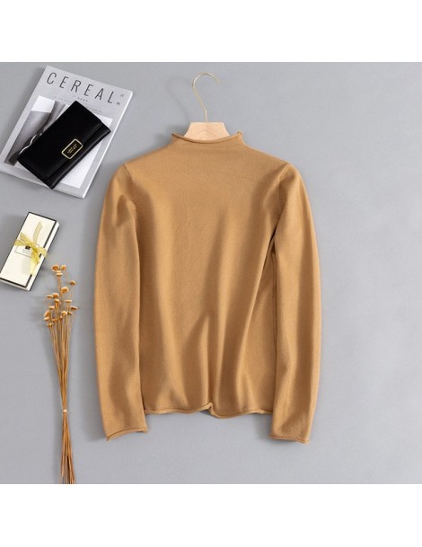 Pullovers Turtleneck Women Pullovers Sweater Long Sleeve Female Loose Solid Color 2019 New Spring Top - Khaki - 4X3076942445-...