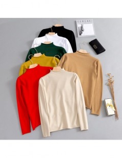 Pullovers Turtleneck Women Pullovers Sweater Long Sleeve Female Loose Solid Color 2019 New Spring Top - Khaki - 4X3076942445-...
