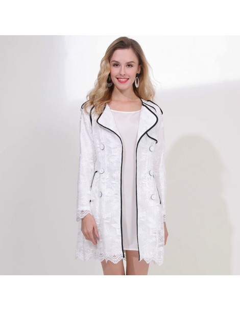 Jackets Women Floral Embroidery Double-breasted Casual Elegant White Jacket jacket - - 4I3083223057 $27.19