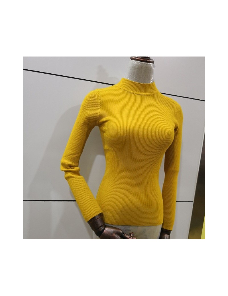 On sale spring Women Knitted Turtleneck Pullovers Sweater Casual Soft collar Jumper Fashion Slim Warm Female Sweaters - yell...
