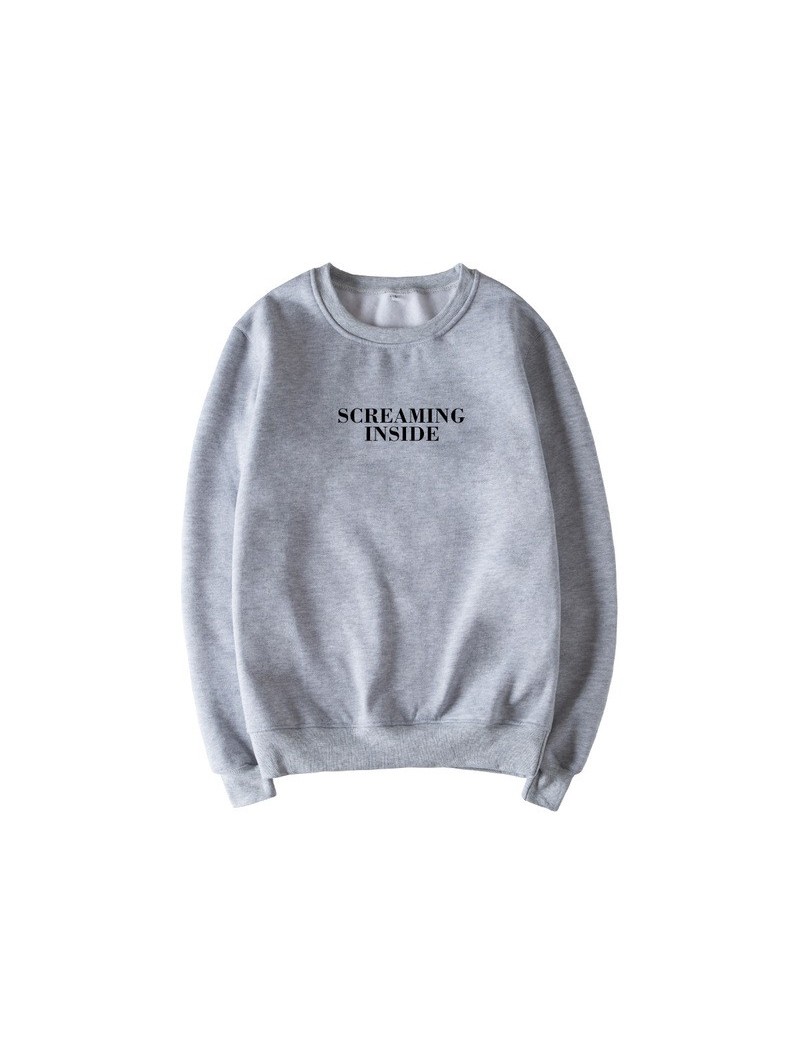 Screaming Inside Graphic Print Unisex Sweatshirt Instagram Jumper Long Sleeve Fashion Casual Tops Sweatshirt Drop ship - Gre...