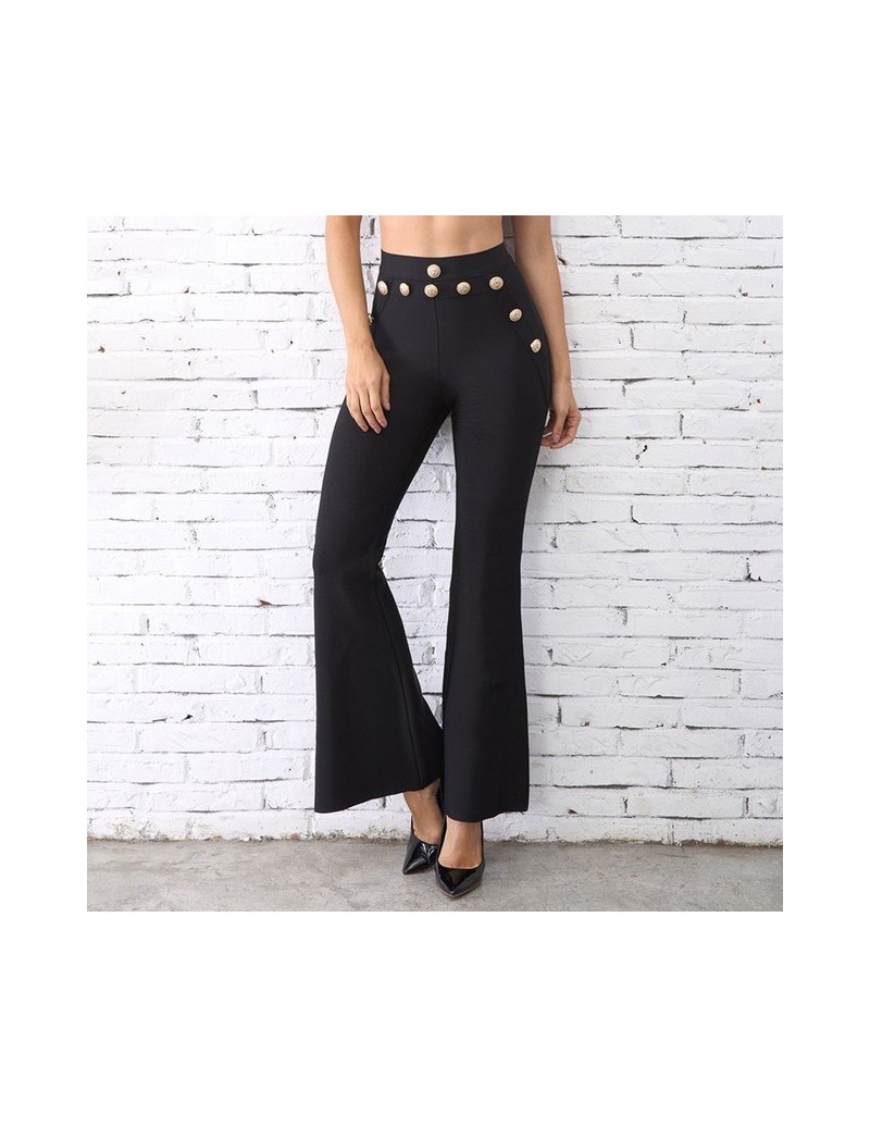 2019 New Summer Flare Pants Women Sexy Skinny Pant High Waist White Red Black Trousers Party Bodycon Bandage Pants Long - Bl...