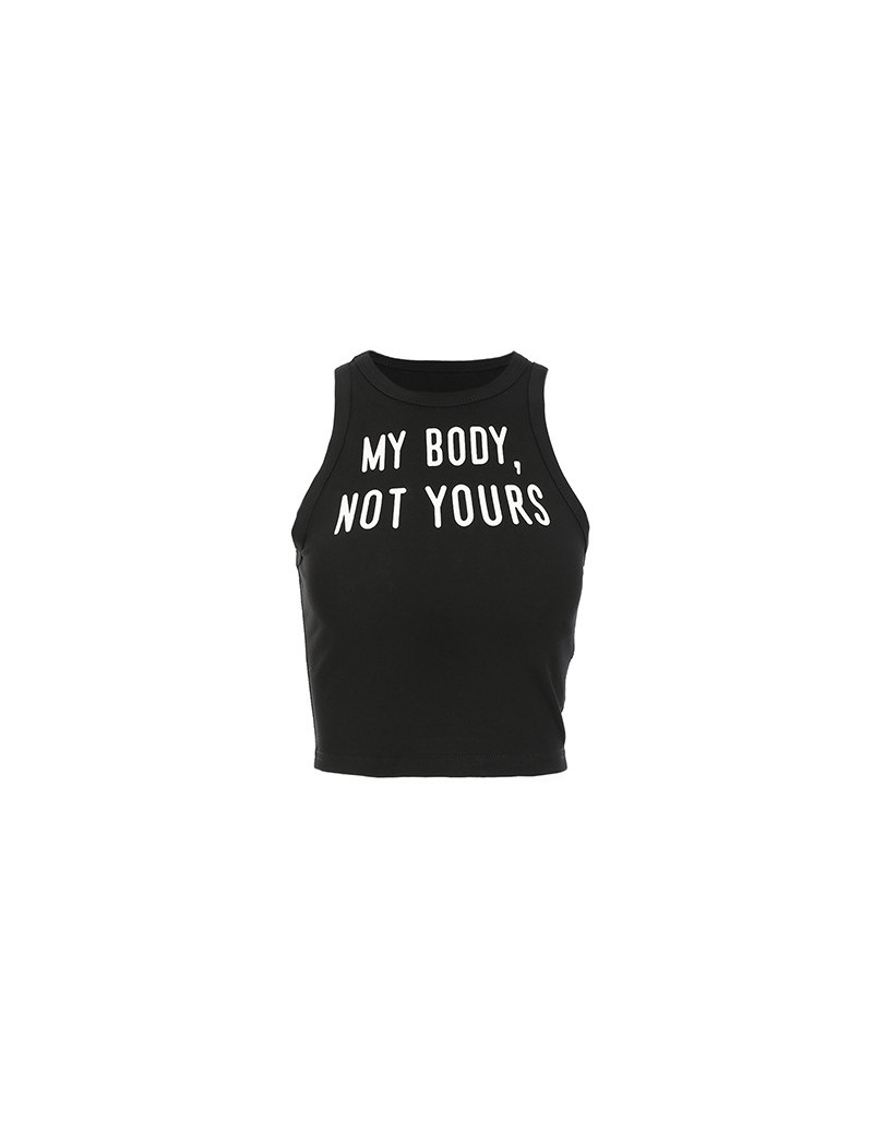Sexy Skinny Letter Printed O-Neck Women Tank Tops Women 2018 Summer High Quality Sleeveless Cotton Tops Vest Camisole - Blac...