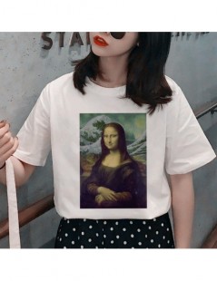 T-Shirts Harajuku Mona Lisa Funny Print T Shirts Women Grunge Aesthetic T-shirt Ullzang Graphic Korean Tshirt 90s Vintage Top...