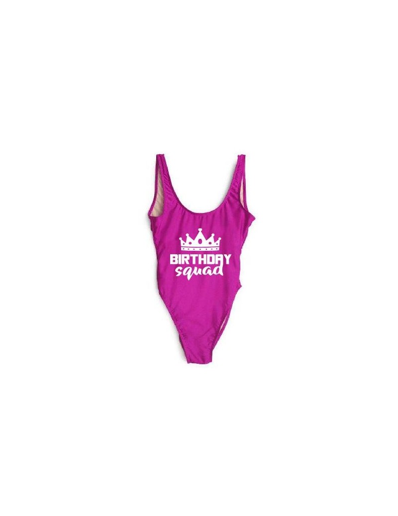 Birthday Queen Squad Swimsuit Sexy Beach Summer Backless Swimwear New Fashion Bathing Suit Letter Printed Swimsuits - purple...
