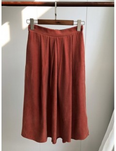 Skirts Women Pleated Mid Skirt Cupro New 2019 Spring and Autumn Elastic waist French Style Brand Casual - red - 413005207819-...