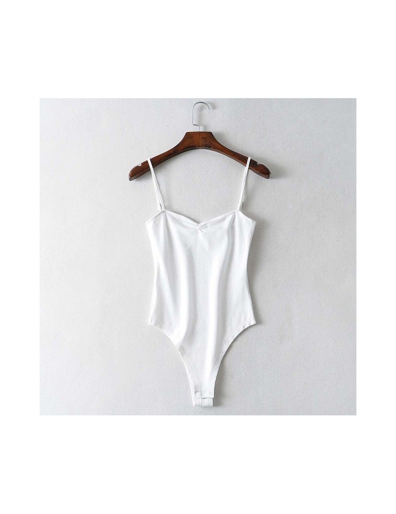 2019 Sexy V-Neck Fold Backless Romper Body Siamese Bodysuit Spaghetti Strap Skinny Tight Undershirt Playsuits Tee 4 Colors -...