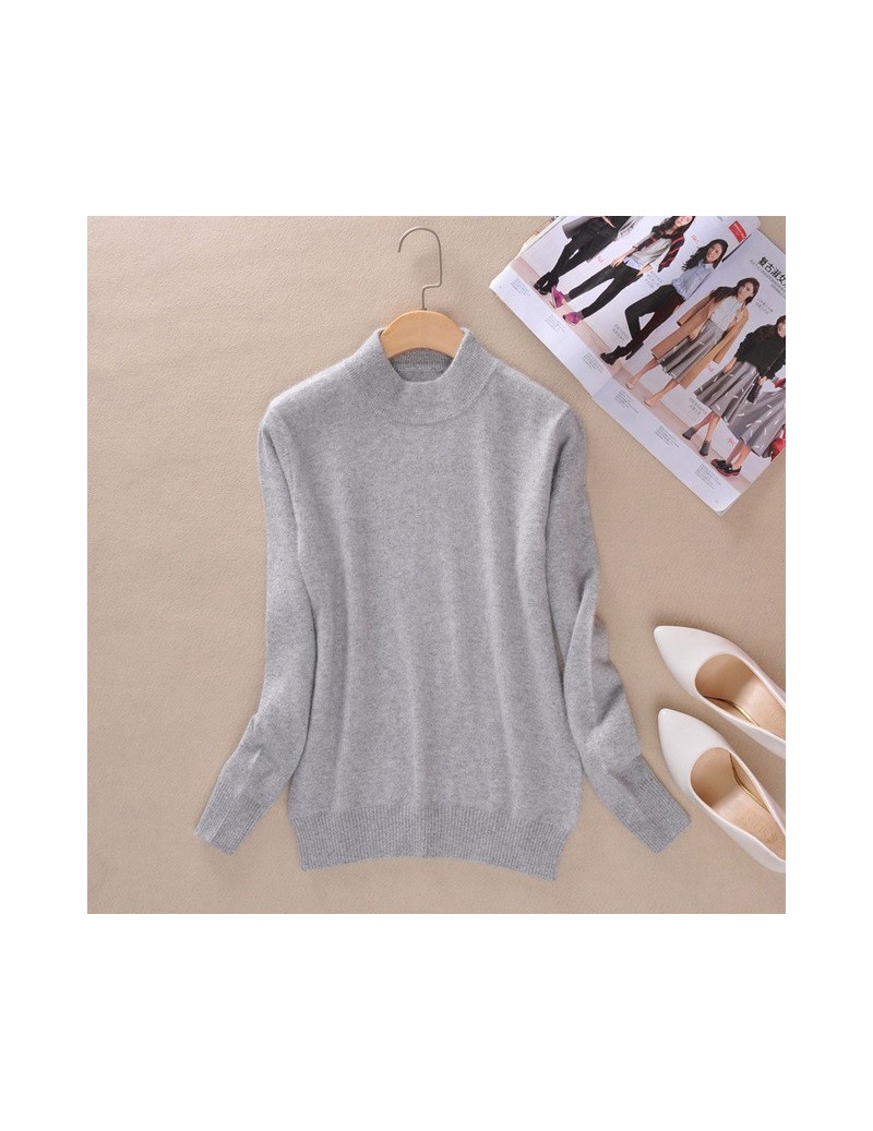 Pullovers Autumn Female Mock-Neck Sweater Bottoming Shirt Female Pullover Solid Color Jumpers Thick Sweater Wholesale - Gray ...