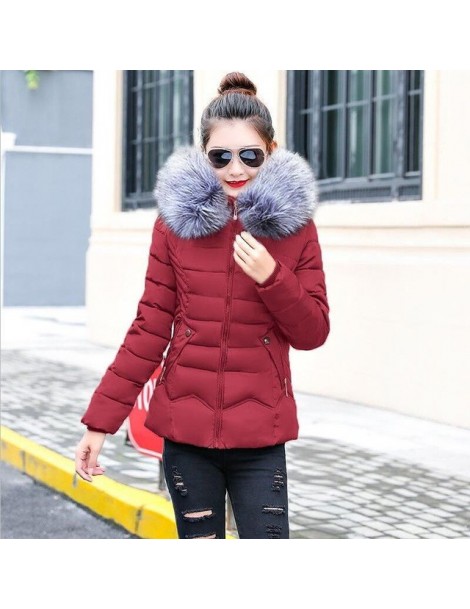 Parkas Female Autumn Winter Jacket 2019 Fashion Women Parka Hooded Fake silver Fur collar Down Cotton Coat Female slim Winter...