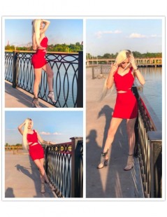 Women's Sets Red Criss Cross Slim Fitted Crop Tank Top And Skirt 2 Piece Outfits For Women 2019 Summer Sexy Straps Two Piece ...