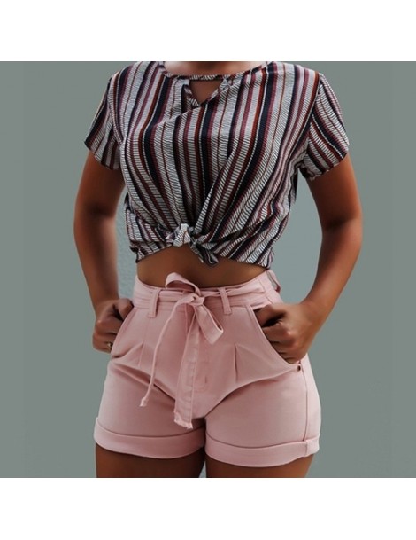 Shorts Women Lady Sexy Wide Leg Shorts Mid Waist Ladies Party Mini Shorts Beach Bow Solid Shorts - pink - 56111184734347-3 $1...