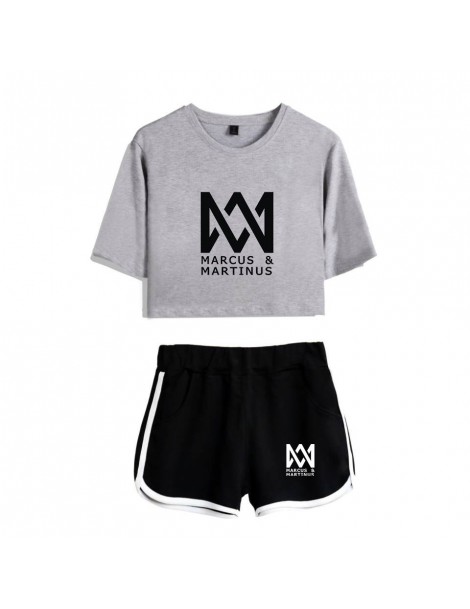 Women's Sets Marcus and Martinus Sexy Two Piece Sets Soft T-shirt and Elastic Shorts Kpop 2018 New Sexy Style Fashion Girl Se...