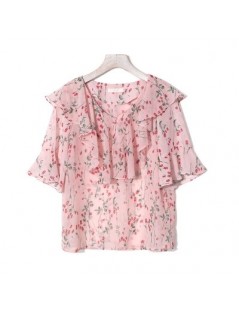 Blouses & Shirts Women's 2018 new fashion chiffon custom color shirt V-neck short-sleeved ruffled floral summer shirt sweet g...