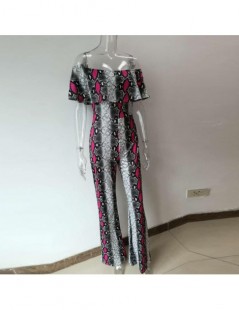 Jumpsuits Snake Skin Print Romper Sexy Off Shoulder Jumpsuit Women Boho Beach Party One Piece Long Playsuit Straight Wide Leg...