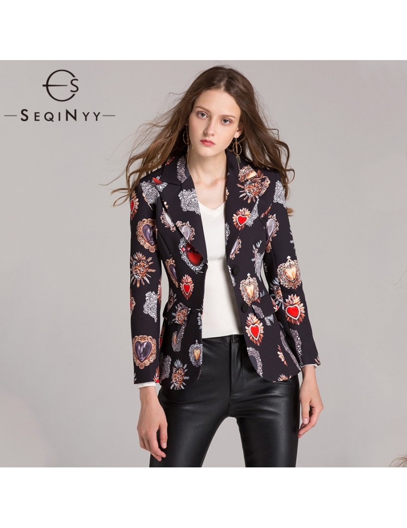 Vintage Blazers 2018 Early Autumn Woman's New Long Sleeve High Street Printed Single Breasted Notched Fashion Jackets - 4N30...