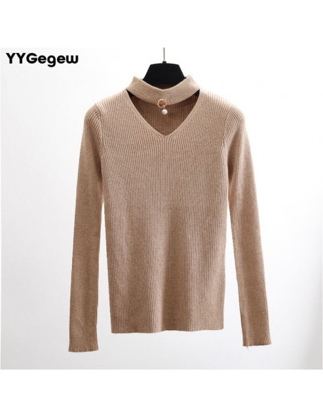 Pullovers sexy thick halter sweater Autumn Winter Sweater pullovers Women Slim V-neck Long Sleeve girl top female sweater - K...