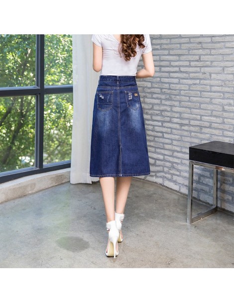 Skirts 2018 New Fashion Summer Spring Women's Denim Blue Letter Jeans Girls Business Causal Step Skirt Plus SizeS- 4XL - ligh...