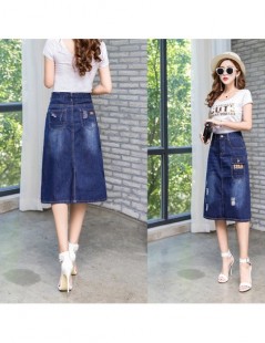 Skirts 2018 New Fashion Summer Spring Women's Denim Blue Letter Jeans Girls Business Causal Step Skirt Plus SizeS- 4XL - ligh...