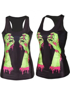 Tank Tops new women shirt Painting Cool Pattern 3D Skull bone Camisole Sexy print Vest Tanks Tops Drop shipping - Orange - 48...