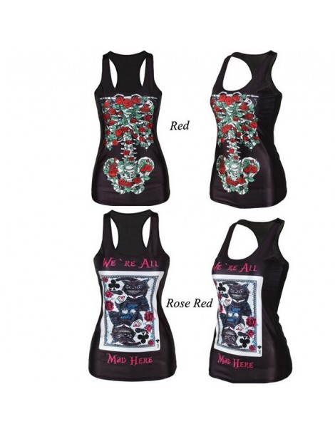 Tank Tops new women shirt Painting Cool Pattern 3D Skull bone Camisole Sexy print Vest Tanks Tops Drop shipping - Orange - 48...