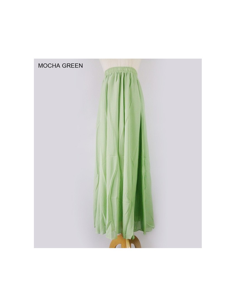 Women's Elegant High Waist Chiffon Skirt Elastic Waist Casual Long Maxi Skirts Saias 80/90/100cm 22018 Summer Autumn New - m...