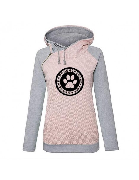 Hoodies & Sweatshirts Hoodies For Women Dog Cat Paw Heart Letters Print Zipper Decoration Kawaii Tops Sweatshirts Hoodies Wom...