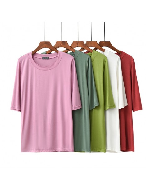 Tank Tops High Elasticity Women T-shirt Base T-shirts Bottoming Basic Tee Tops 2019 New Cotton Round Neck Half Sleeve Femme T...