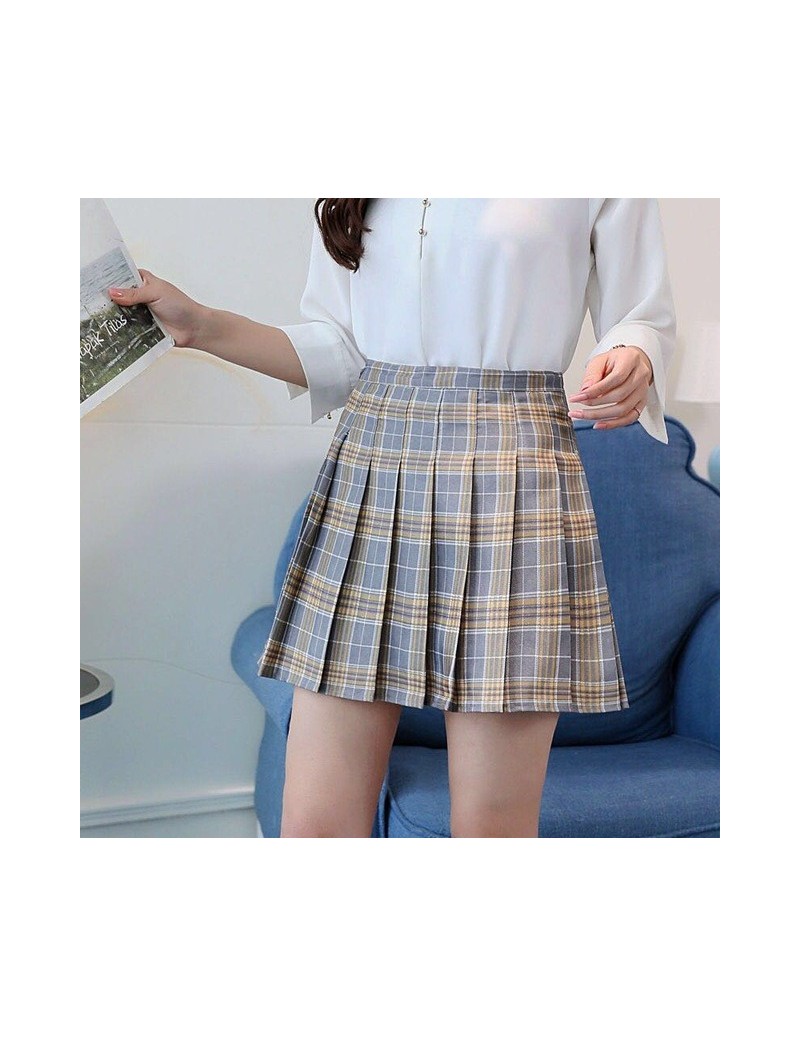 Skirts XS-XXL Twelve Colors High Waist Women Pleated Skirt Student A-Line Skirt Spring Summer Slim Plaid Skirt Safety Pants M...