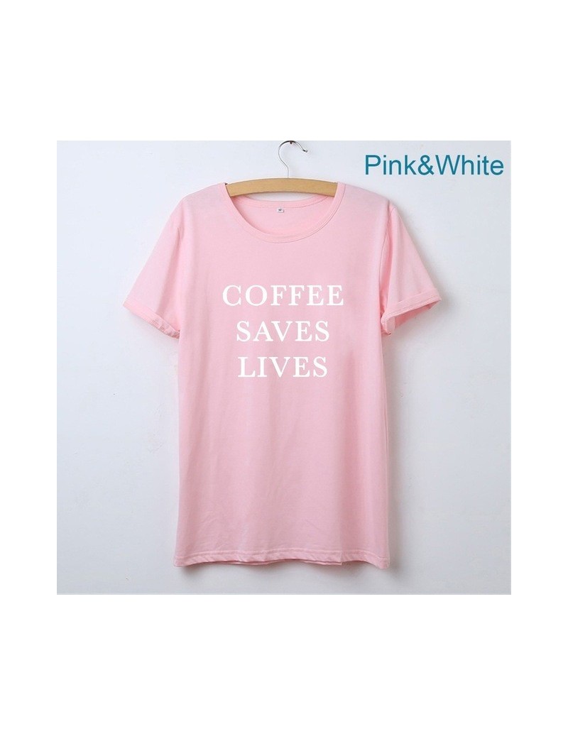 T-Shirts Coffee Saves Lives Funny Tshirt Women Top Printed Short Sleeve Cotton Tee Shirt Femme Black White Loose Casual T-shi...