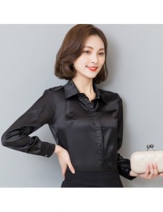 Blouses & Shirts Women silk satin blouse button long sleeve lapel ladies office work shirts elegant female satin silk blouses...